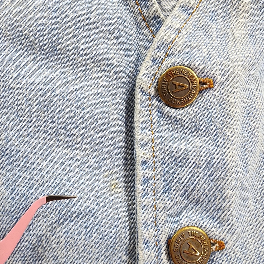 Vintage ACME Clothing Co Vest Mens L Blue Denim Bugs Bunny Daffy Duck Cartoon - Picture 5 of 14